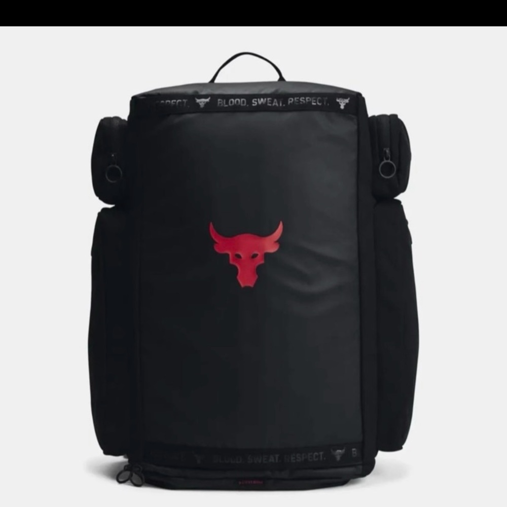 Under Armour Men's Project Rock Gym Duffle Backpack Black Red new